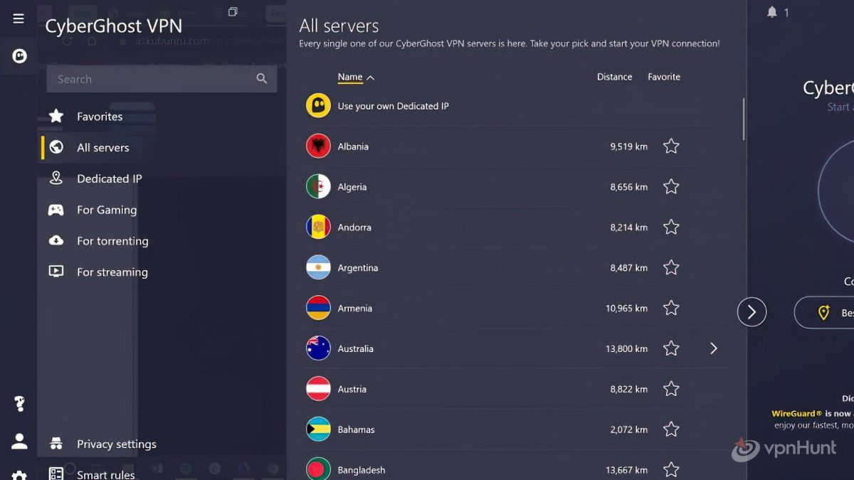 cyberghost servers