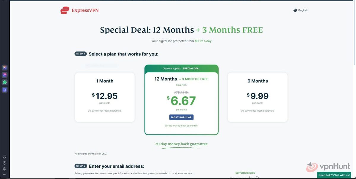 ExpressVPN pricing plans