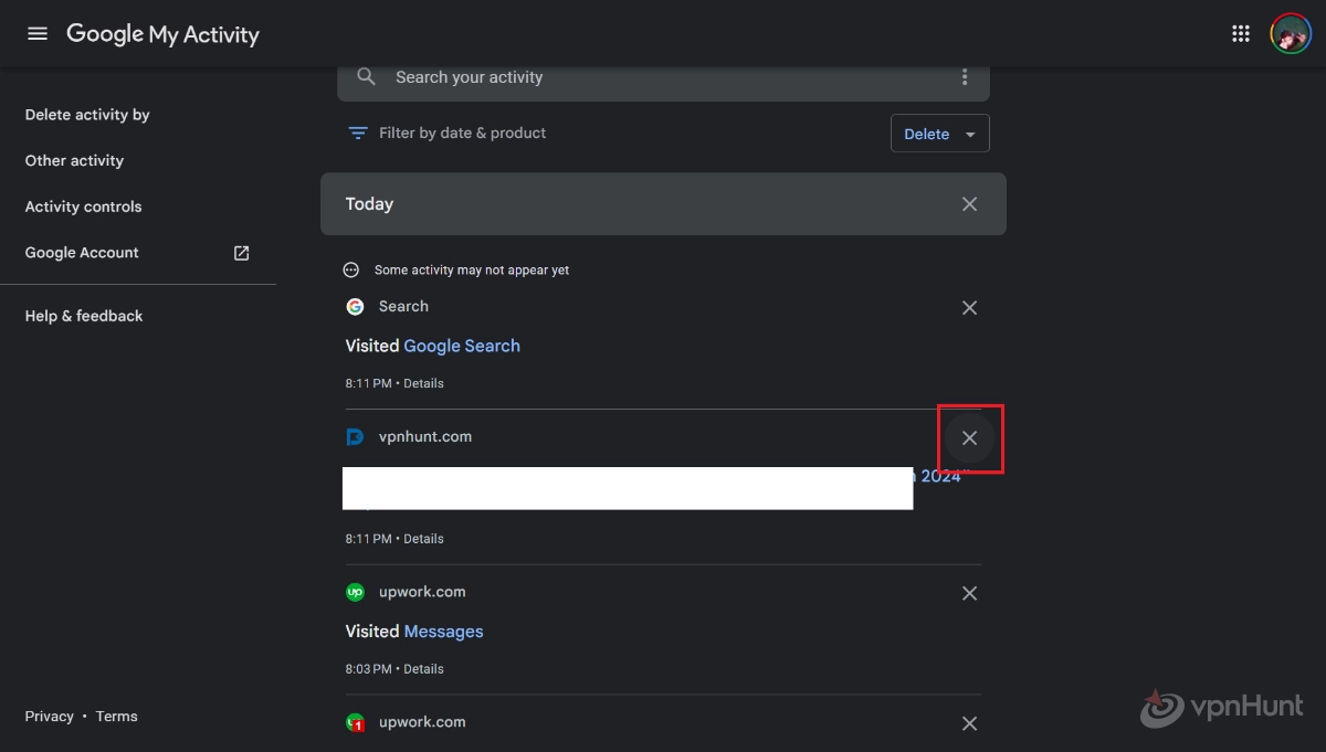 how to delete google search history on phone