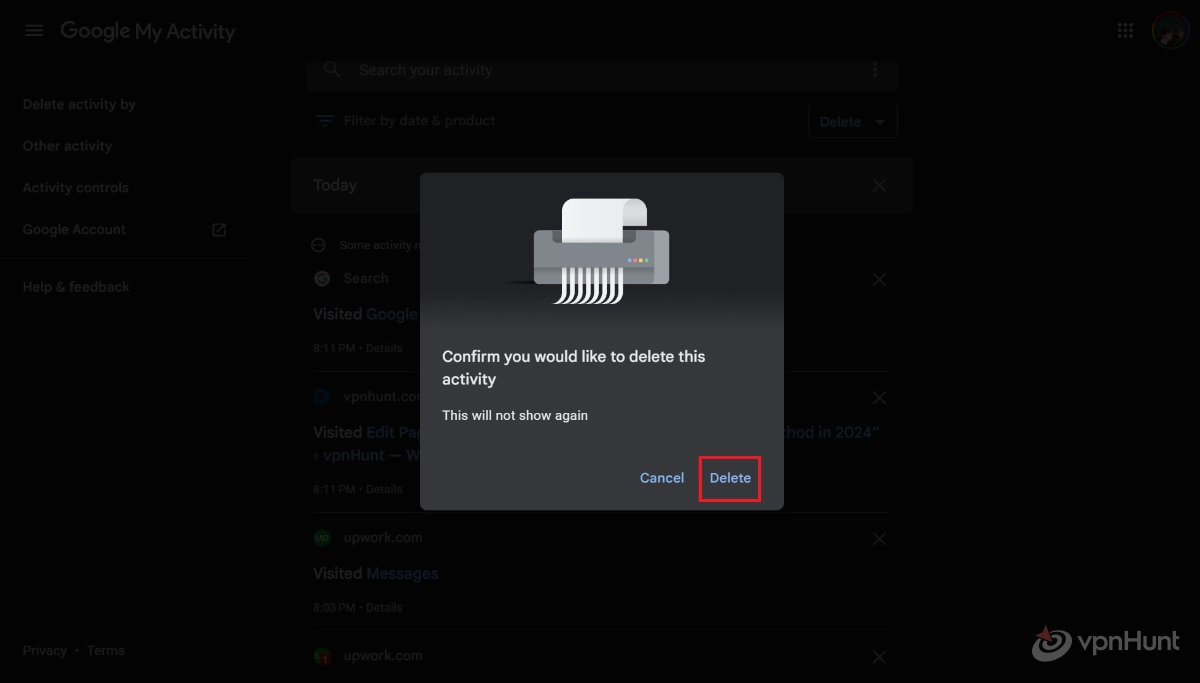 how to delete google search bar history