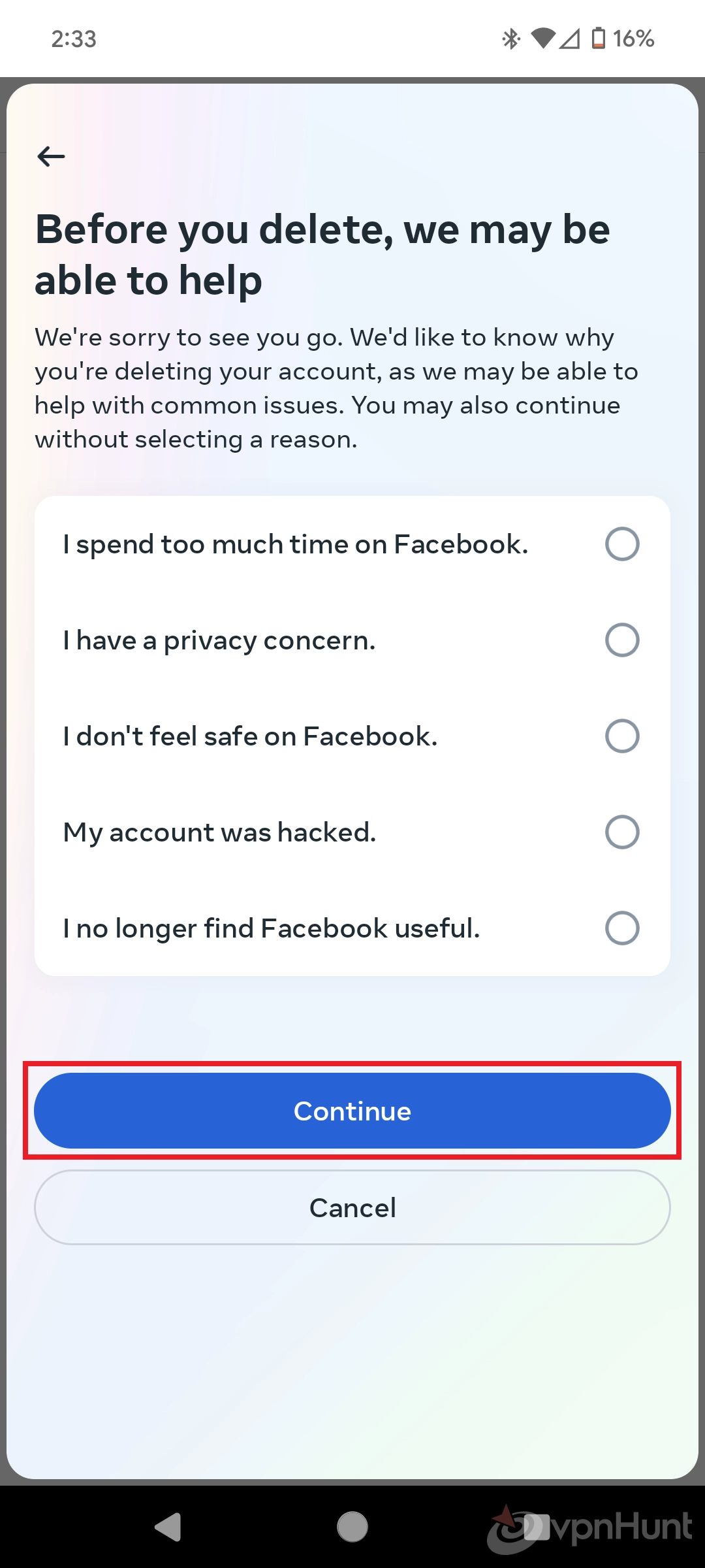 how to delete my facebook account