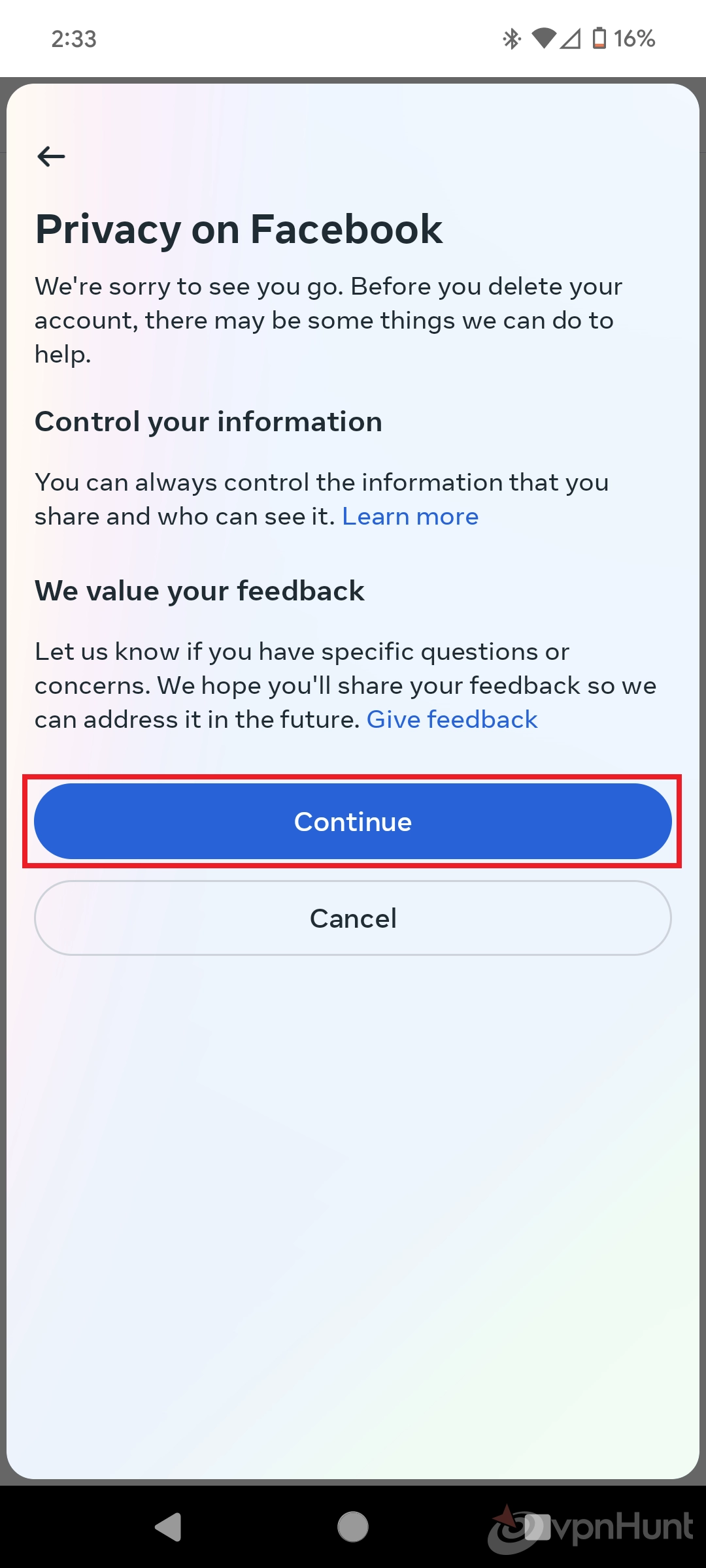how to delete facebook account on iphone