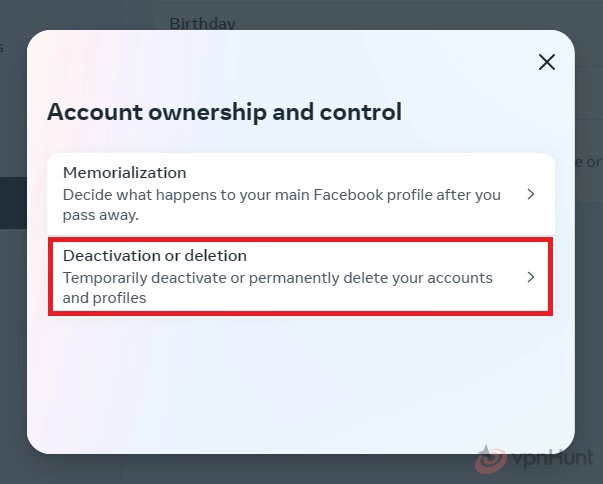 how to delete a facebook account
