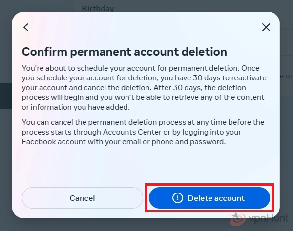 how to delete facebook account on iphone