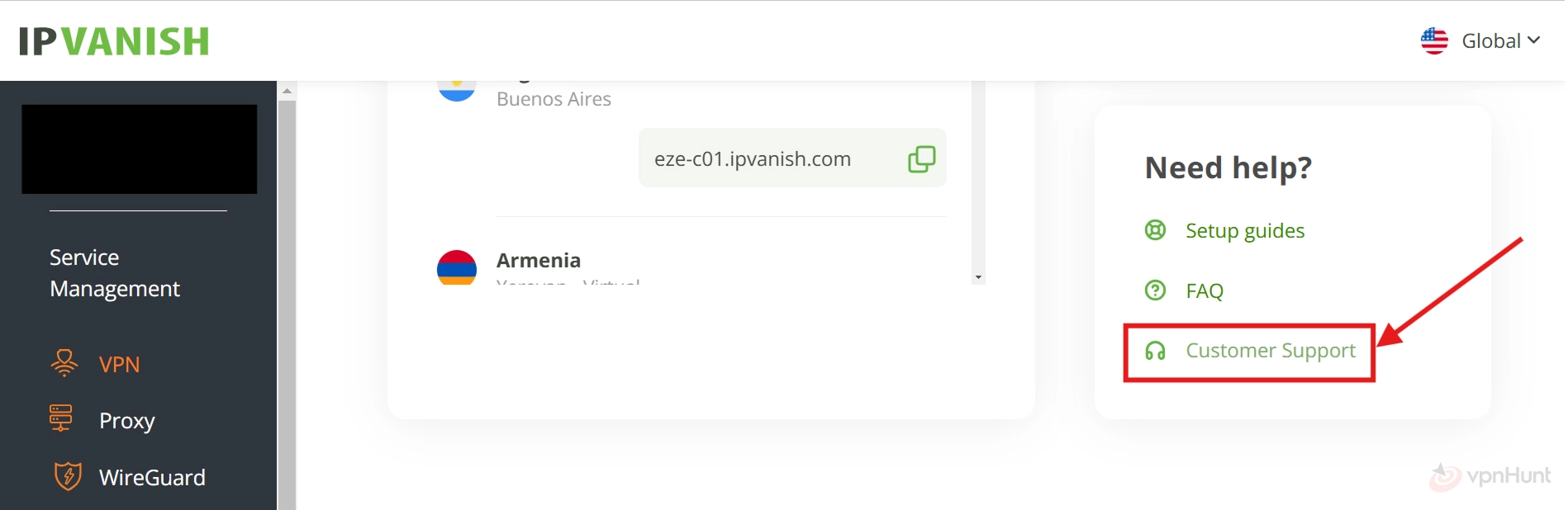 select Customer support