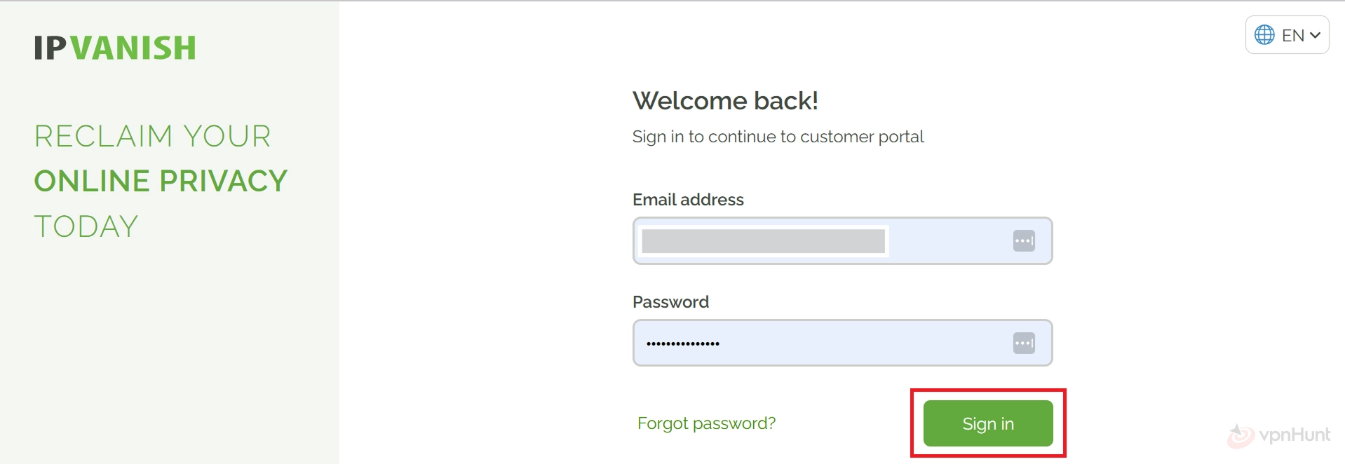 click on Sign in button