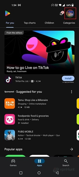 Click your Account icon