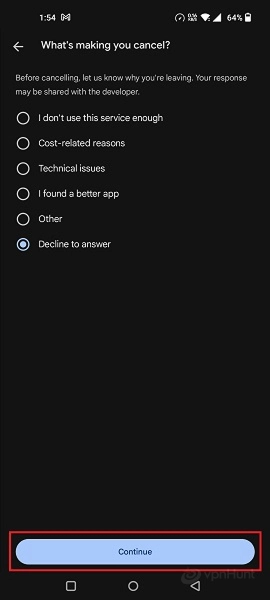 Select Continue