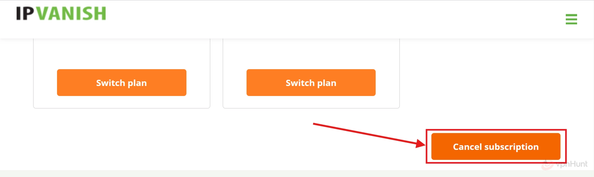 select Cancel subscription